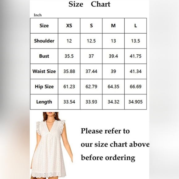 Eyelet Dress Sleeveless V Neck Embroidery Ruffle A - Picture 4 of 4